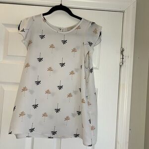 LOFT Flutter Sleeve White Blouse